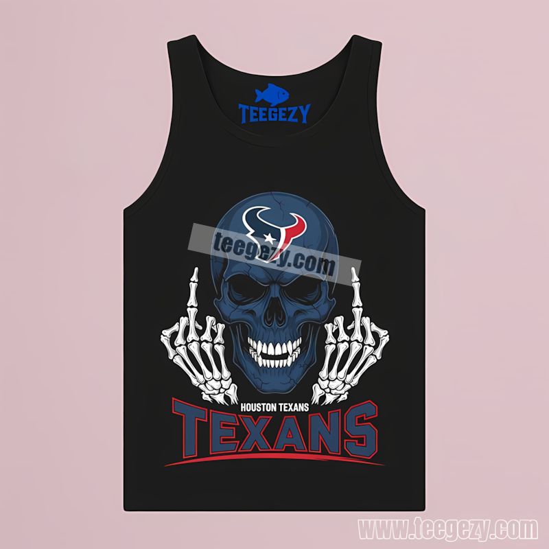 Houston Texans Skull Middle Finger Tanktop Houston Texans Skull Middle Finger Tanktop