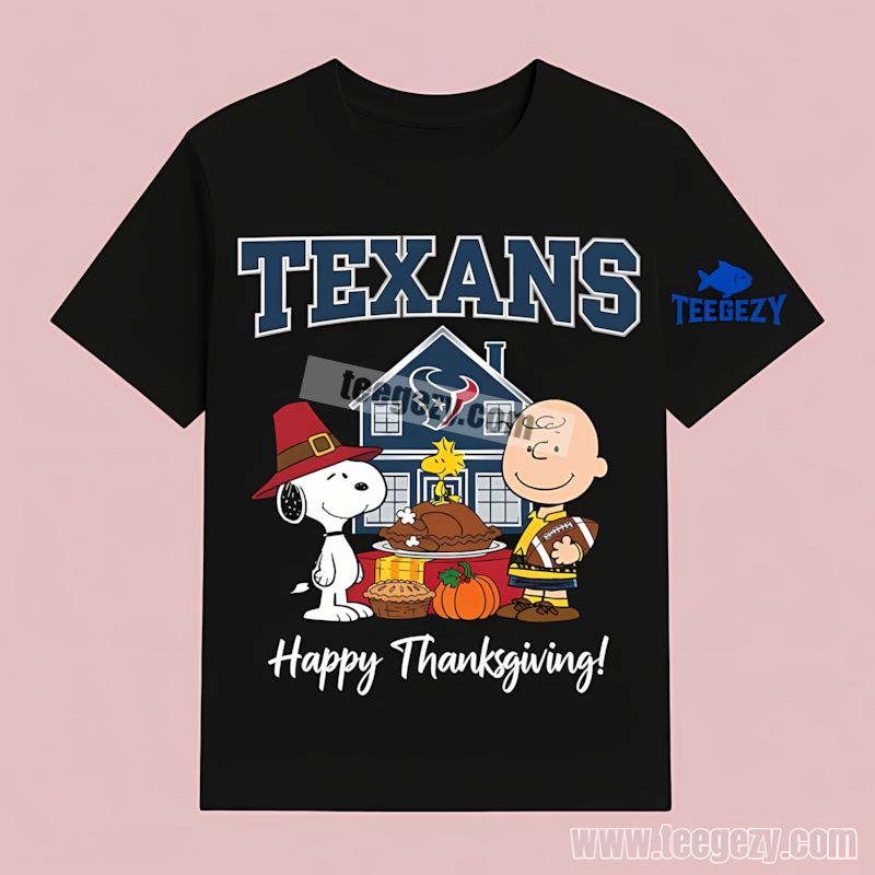 Houston Texans Snoopy Thanksgiving Color T-Shirt Houston Texans Snoopy Thanksgiving Color T-Shirt