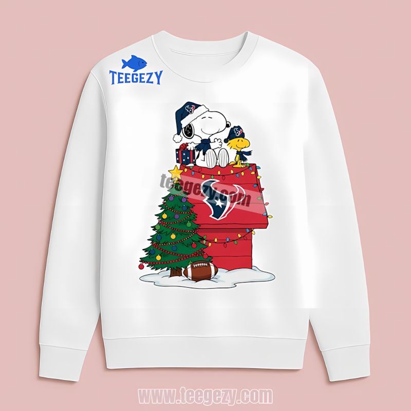 Houston Texans Snoopy Woodstock Christmas Long Sleeve Houston Texans Snoopy Woodstock Christmas Long Sleeve