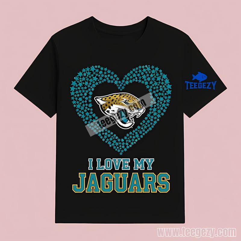 I Love My Jacksonville Jaguars Heart Color T-Shirt I Love My Jacksonville Jaguars Heart Color T-Shirt