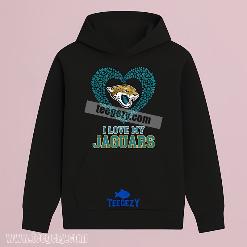 I Love My Jacksonville Jaguars Heart Color Hoodie I Love My Jacksonville Jaguars Heart Color Hoodie
