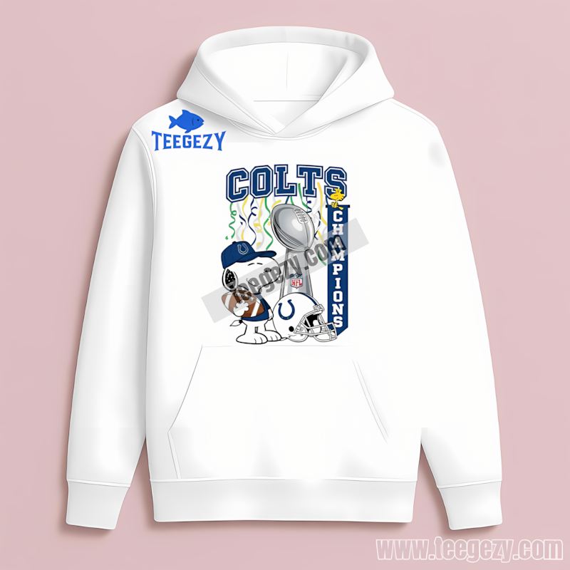 Indianapolis Colts Champions Snoopy Celebration Graphic Hoodie Indianapolis Colts Champions Snoopy Celebration Graphic Hoodie