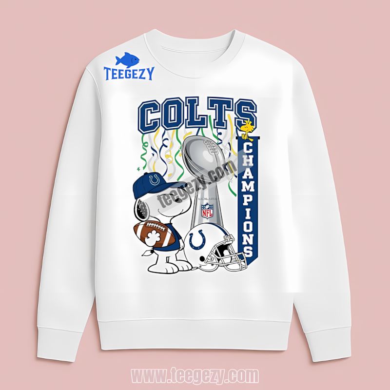 Indianapolis Colts Champions Snoopy Celebration Graphic Long Sleeve Indianapolis Colts Champions Snoopy Celebration Graphic Long Sleeve