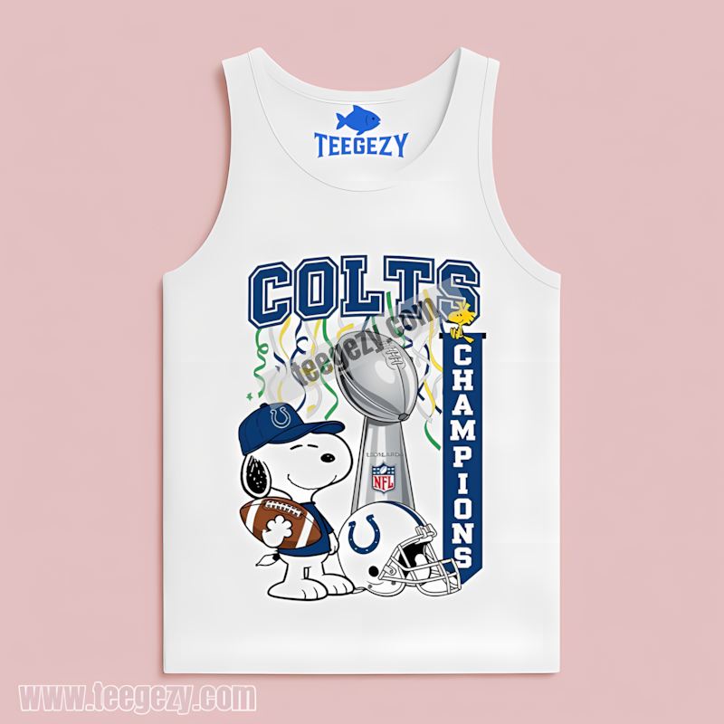 Indianapolis Colts Champions Snoopy Celebration Graphic Tanktop Indianapolis Colts Champions Snoopy Celebration Graphic Tanktop