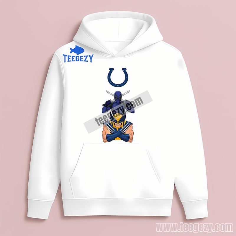 Indianapolis Colts Deadpool Wolverine Crossover Hoodie Indianapolis Colts Deadpool Wolverine Crossover Hoodie