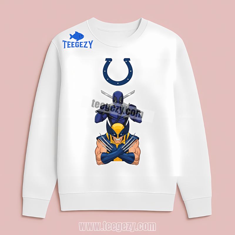 Indianapolis Colts Deadpool Wolverine Crossover Long Sleeve Indianapolis Colts Deadpool Wolverine Crossover Long Sleeve
