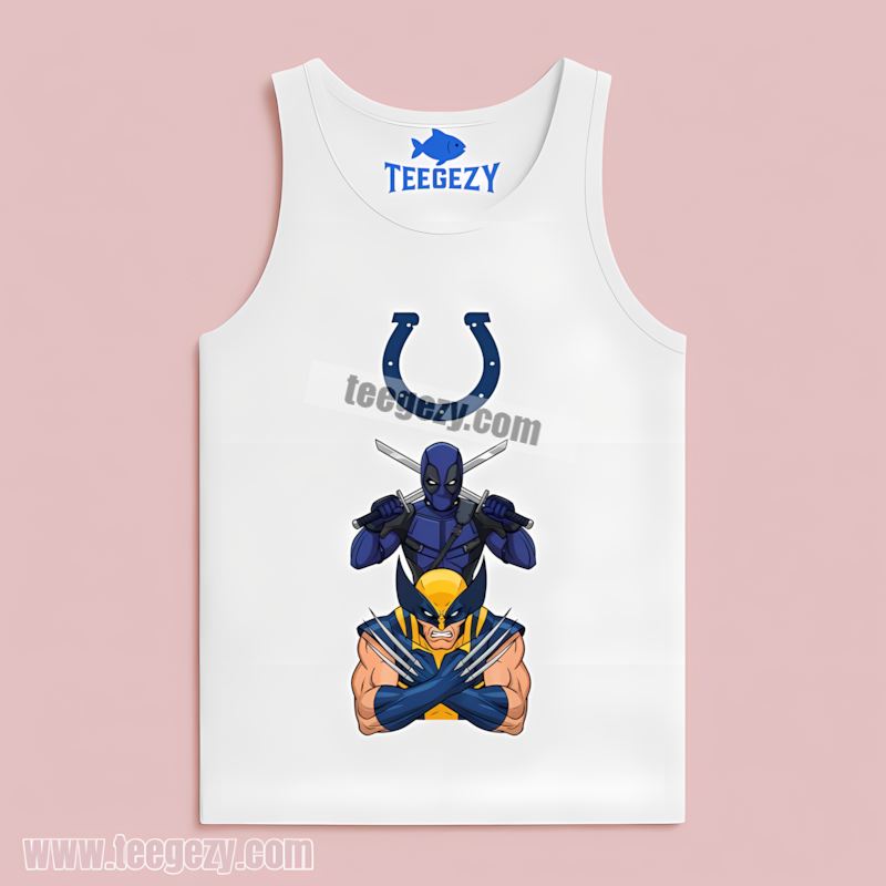 Indianapolis Colts Deadpool Wolverine Crossover Tanktop Indianapolis Colts Deadpool Wolverine Crossover Tanktop