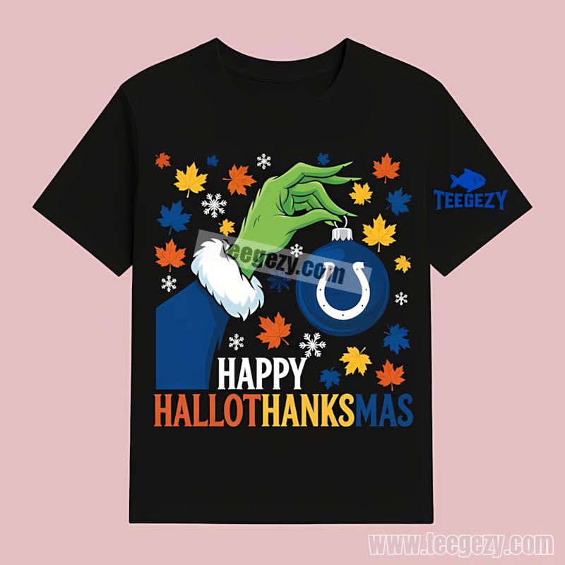 Indianapolis Colts Happy Hallothanksmas Vintage T-Shirt Indianapolis Colts Happy Hallothanksmas Vintage T-Shirt