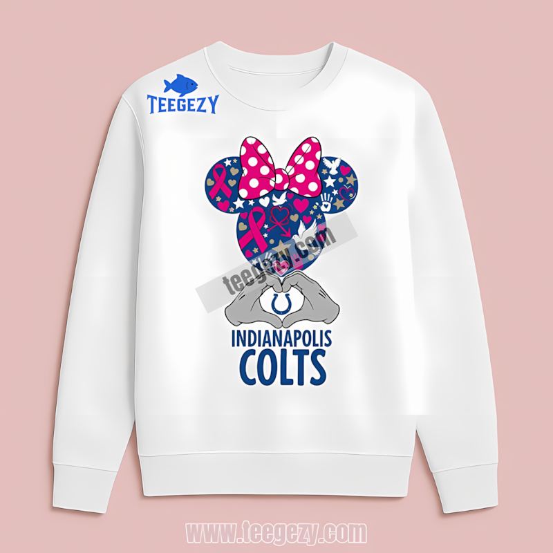 Indianapolis Colts Minnie Mouse Breast Cancer Awareness Long Sleeve Indianapolis Colts Minnie Mouse Breast Cancer Awareness Long Sleeve