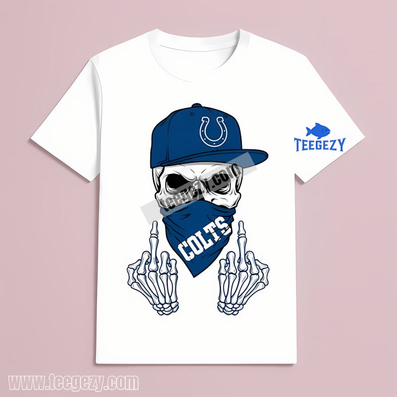 Indianapolis Colts Skull Bandana Cotton T-Shirt Indianapolis Colts Skull Bandana Cotton T-Shirt