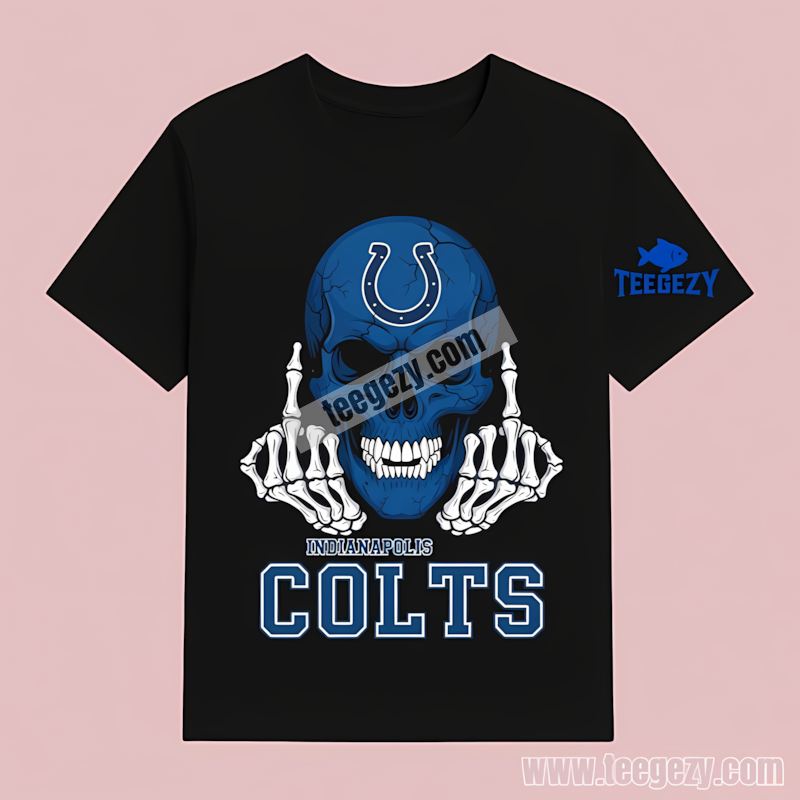 Indianapolis Colts Skull Middle Finger Adults Shirt