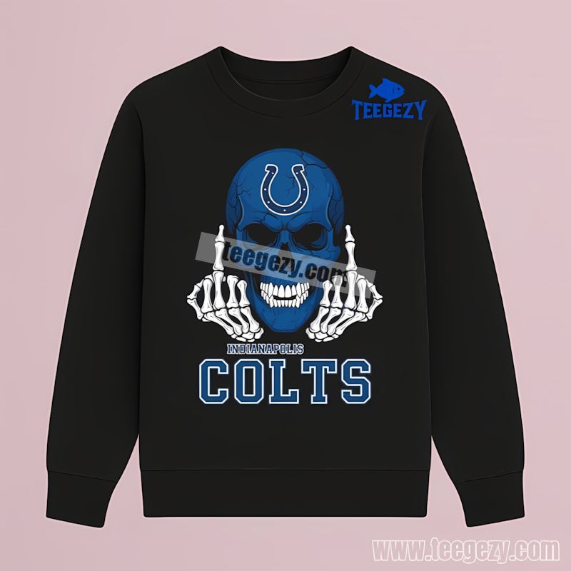 Indianapolis Colts Skull Middle Finger Adults Long Sleeve Indianapolis Colts Skull Middle Finger Adults Long Sleeve
