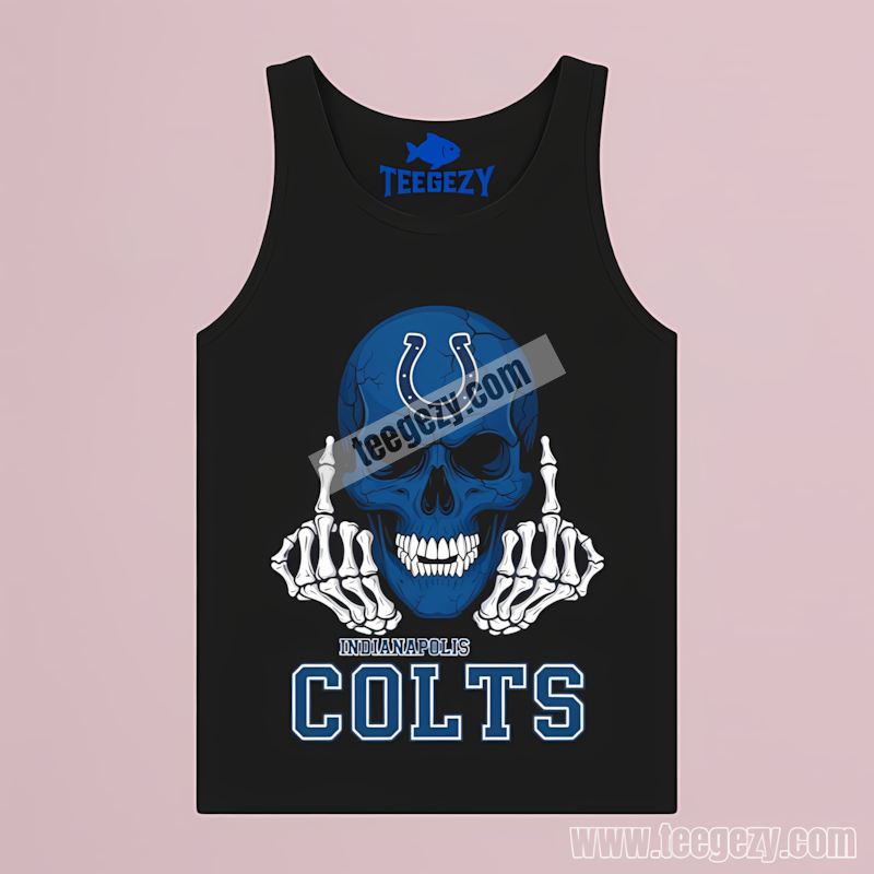 Indianapolis Colts Skull Middle Finger Adults Tanktop Indianapolis Colts Skull Middle Finger Adults Tanktop