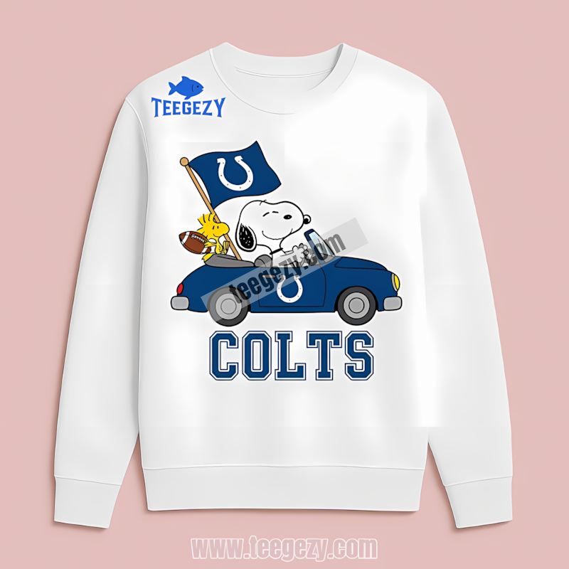 Indianapolis Colts Snoopy Driving Car Graphic Long Sleeve Indianapolis Colts Snoopy Driving Car Graphic Long Sleeve
