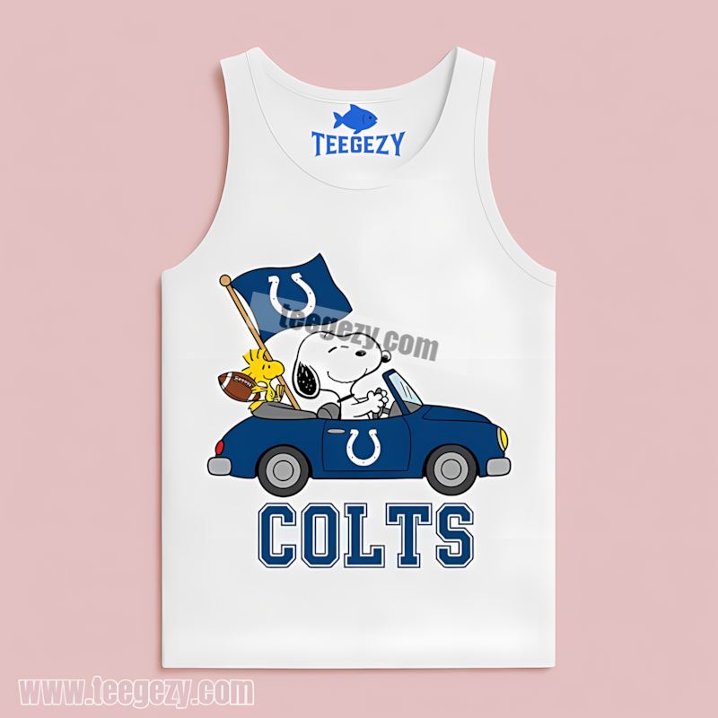 Indianapolis Colts Snoopy Driving Car Graphic Tanktop Indianapolis Colts Snoopy Driving Car Graphic Tanktop