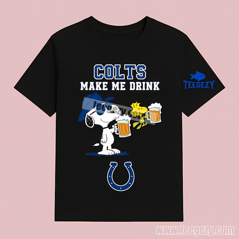 Indianapolis Colts Snoopy Make Me Drink T-Shirt Indianapolis Colts Snoopy Make Me Drink T-Shirt