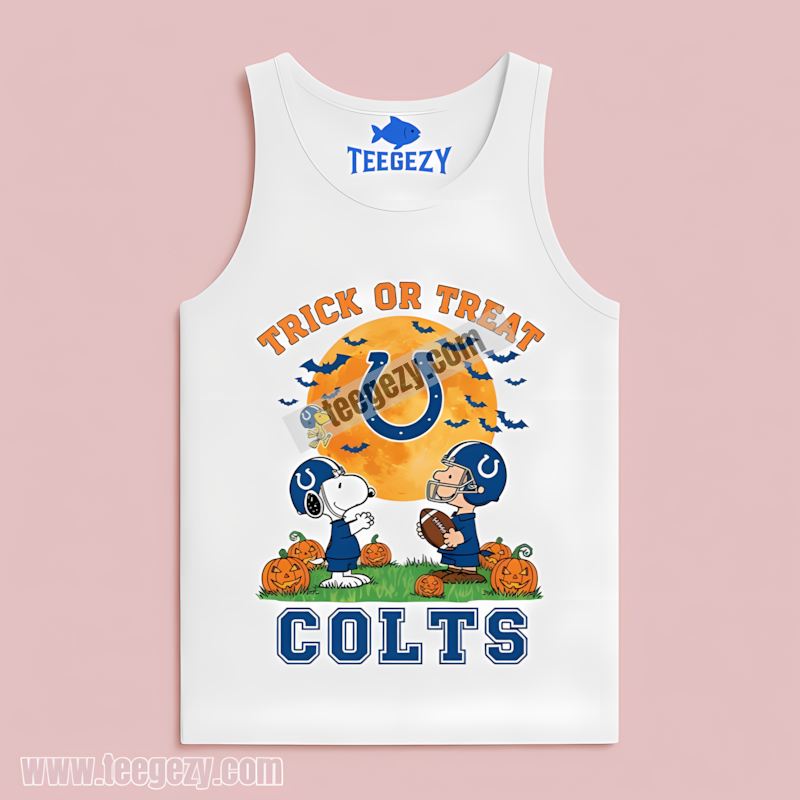 Indianapolis Colts Trick Or Treat With Charlie Brown Snoopy Tanktop Indianapolis Colts Trick Or Treat With Charlie Brown Snoopy Tanktop