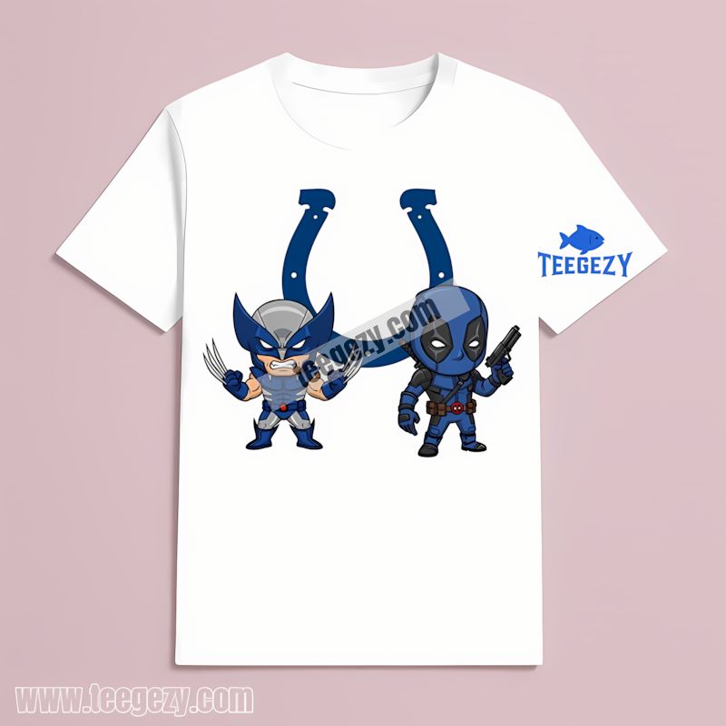 Indianapolis Colts Wolverine Deadpool Superhero T-Shirt Indianapolis Colts Wolverine Deadpool Superhero T-Shirt