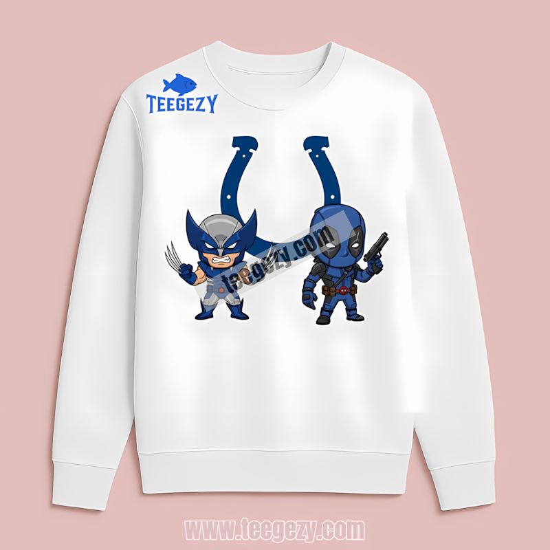 Indianapolis Colts Wolverine Deadpool Superhero Long Sleeve Indianapolis Colts Wolverine Deadpool Superhero Long Sleeve