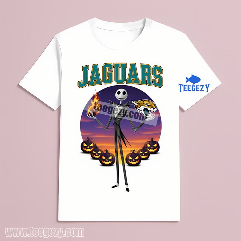 Jack Skellington Celebrates Jacksonville Jaguars Halloween Color T-Shirt Jack Skellington Celebrates Jacksonville Jaguars Halloween Color T-Shirt