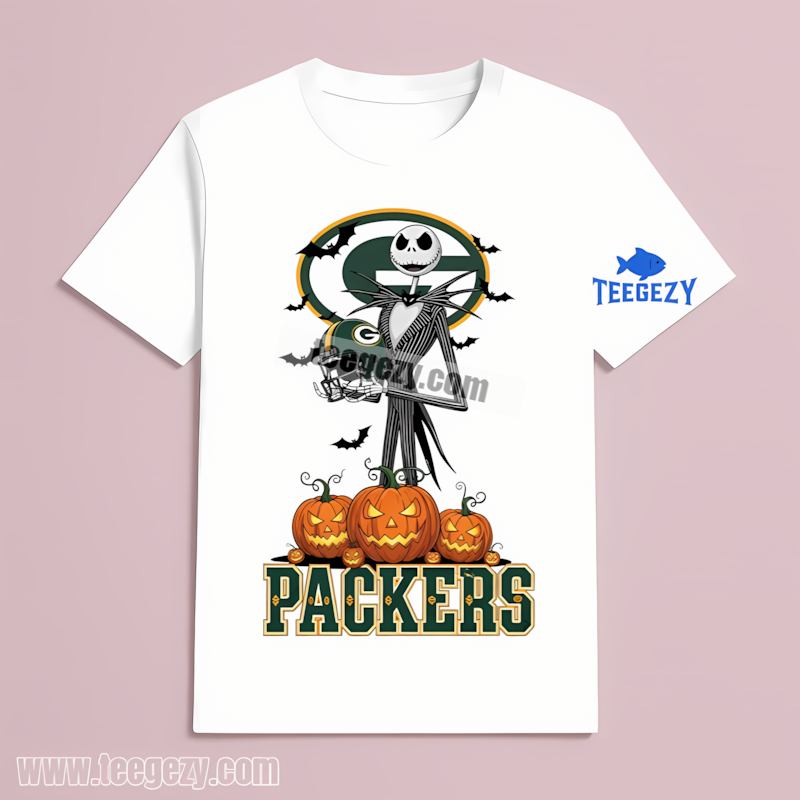 Jack Skellington Green Bay Packers Pumpkin T-Shirt Adults Jack Skellington Green Bay Packers Pumpkin T-Shirt Adults