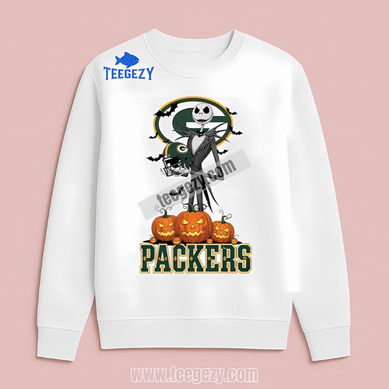 Jack Skellington Green Bay Packers Pumpkin Long Sleeve Adults Jack Skellington Green Bay Packers Pumpkin Long Sleeve Adults