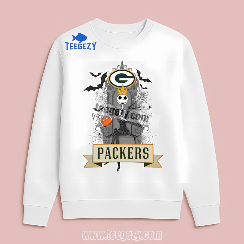 Jack Skellington Green Bay Packers Throne Long Sleeve Classic Jack Skellington Green Bay Packers Throne Long Sleeve Classic