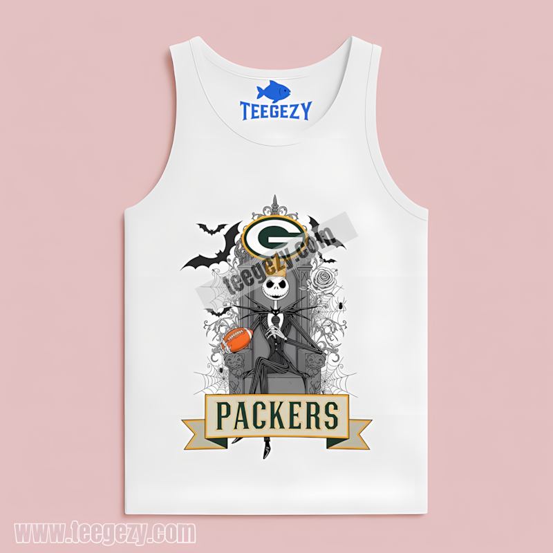 Jack Skellington Green Bay Packers Throne Tanktop Classic Jack Skellington Green Bay Packers Throne Tanktop Classic