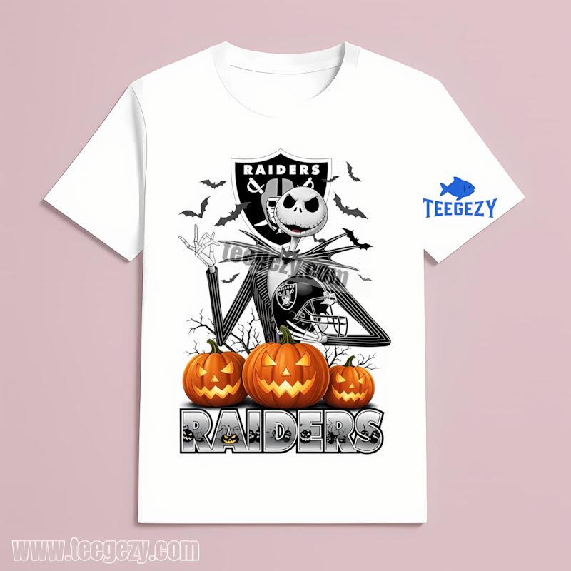 Jack Skellington Halloween Pumpkin Las Vegas Raiders Vintage T-Shirt Jack Skellington Halloween Pumpkin Las Vegas Raiders Vintage T-Shirt