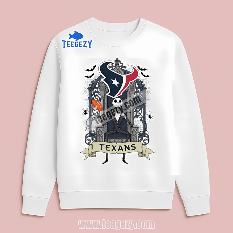 Jack Skellington Houston Texans Throne Vintage Long Sleeve Jack Skellington Houston Texans Throne Vintage Long Sleeve