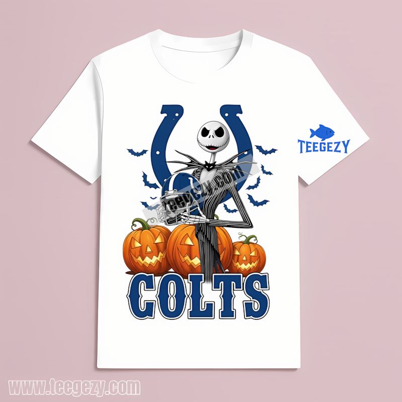 Jack Skellington Indianapolis Colts Halloween Pumpkin T-Shirt Jack Skellington Indianapolis Colts Halloween Pumpkin T-Shirt