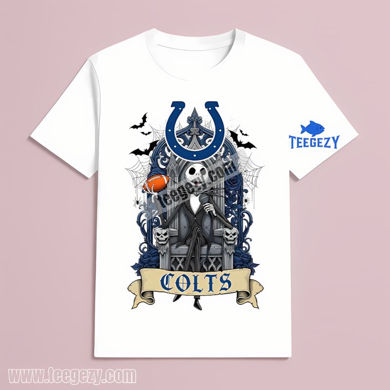 Jack Skellington Indianapolis Colts Throne Adults T-Shirt Jack Skellington Indianapolis Colts Throne Adults T-Shirt