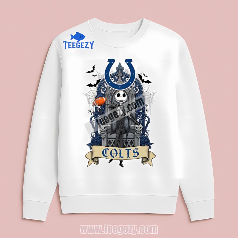 Jack Skellington Indianapolis Colts Throne Adults Long Sleeve Jack Skellington Indianapolis Colts Throne Adults Long Sleeve