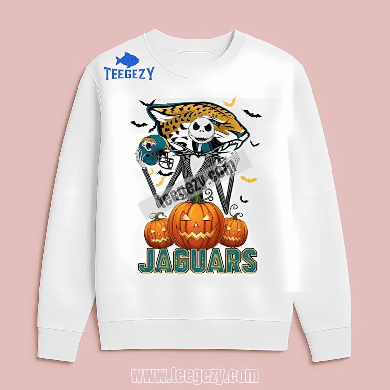 Jack Skellington Jacksonville Jaguars Pumpkin Halloween Graphic Long Sleeve Jack Skellington Jacksonville Jaguars Pumpkin Halloween Graphic Long Sleeve
