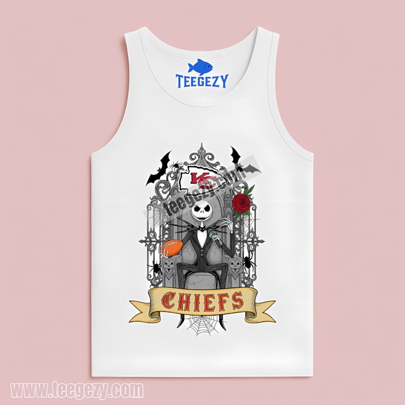 Jack Skellington Kansas City Chiefs Throne Vintage Tanktop Jack Skellington Kansas City Chiefs Throne Vintage Tanktop