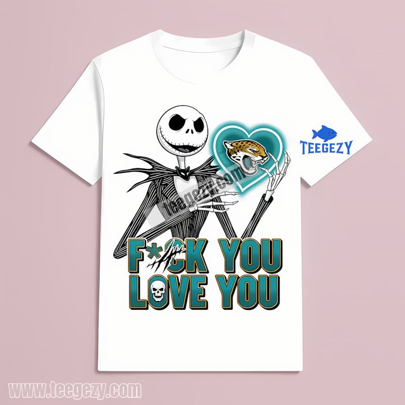 Jack Skellington Loves Jacksonville Jaguars Heart Color T-Shirt Jack Skellington Loves Jacksonville Jaguars Heart Color T-Shirt