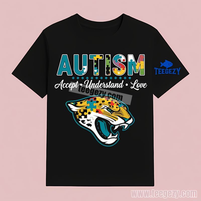 Jacksonville Jaguars Autism Awareness Accept Love Graphic T-Shirt Jacksonville Jaguars Autism Awareness Accept Love Graphic T-Shirt