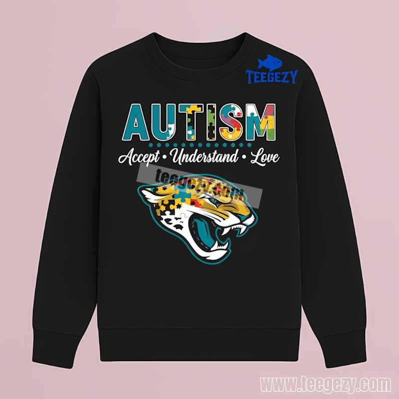 Jacksonville Jaguars Autism Awareness Accept Love Graphic Long Sleeve Jacksonville Jaguars Autism Awareness Accept Love Graphic Long Sleeve