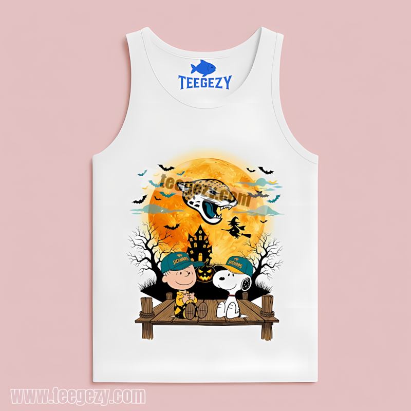 Jacksonville Jaguars Charlie Brown Snoopy Halloween Color Tanktop Jacksonville Jaguars Charlie Brown Snoopy Halloween Color Tanktop