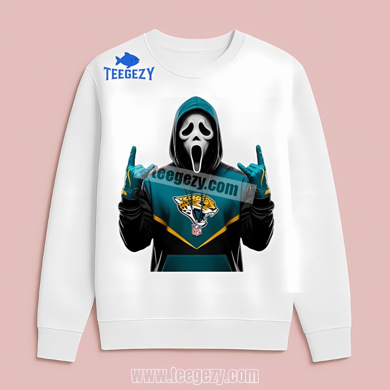 Jacksonville Jaguars Ghostface Spooky Halloween Cotton Long Sleeve Jacksonville Jaguars Ghostface Spooky Halloween Cotton Long Sleeve