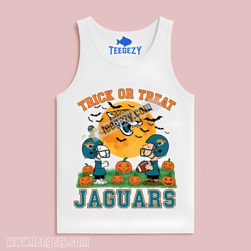 Jacksonville Jaguars Halloween With Charlie Brown Snoopy Tanktop Jacksonville Jaguars Halloween With Charlie Brown Snoopy Tanktop