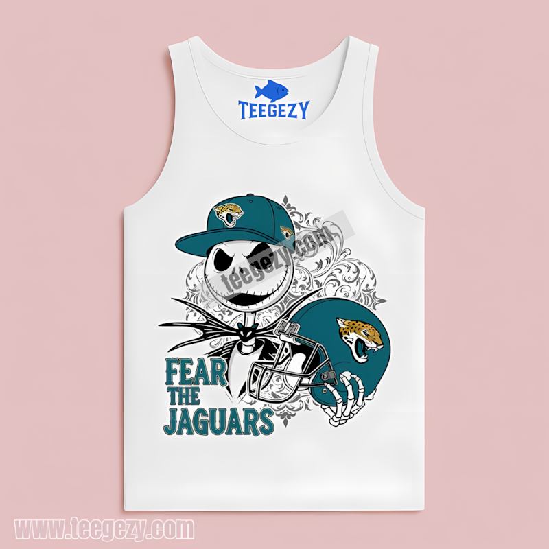 Jacksonville Jaguars Jack Skellington Fear The Team Vintage Tanktop Jacksonville Jaguars Jack Skellington Fear The Team Vintage Tanktop