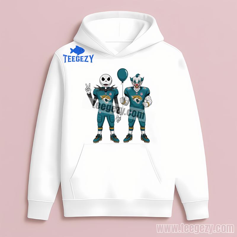 Jacksonville Jaguars Jack Skellington Pennywise Halloween Hoodie Jacksonville Jaguars Jack Skellington Pennywise Halloween Hoodie