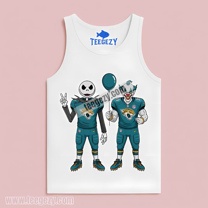 Jacksonville Jaguars Jack Skellington Pennywise Halloween Tanktop Jacksonville Jaguars Jack Skellington Pennywise Halloween Tanktop