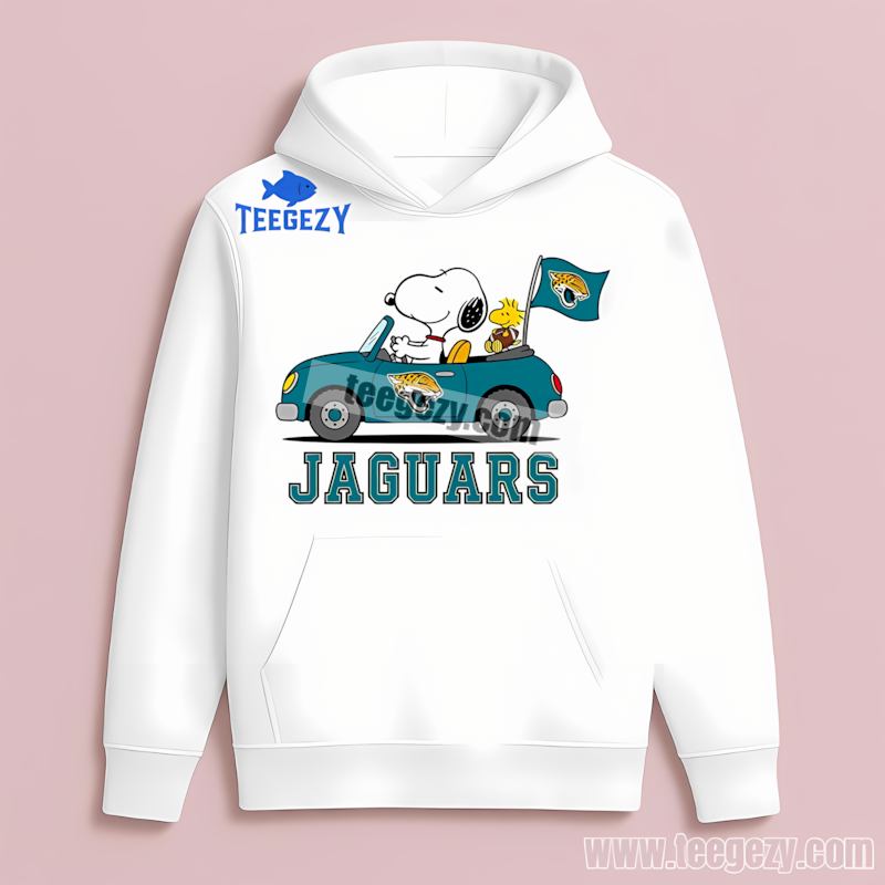 Jacksonville Jaguars Snoopy Driving Fan Car Hoodie Jacksonville Jaguars Snoopy Driving Fan Car Hoodie