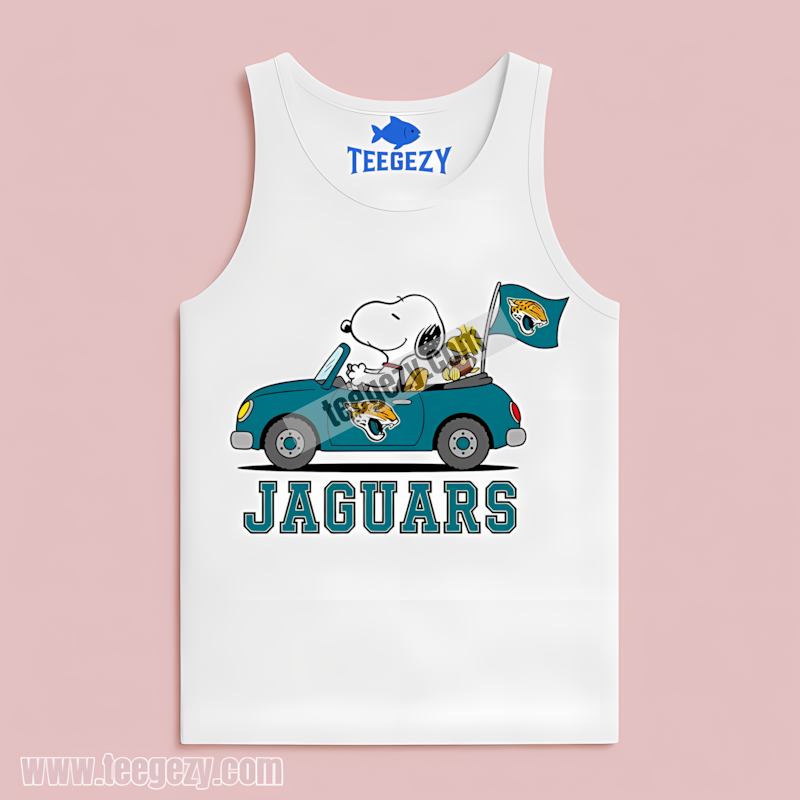 Jacksonville Jaguars Snoopy Driving Fan Car Tanktop Jacksonville Jaguars Snoopy Driving Fan Car Tanktop
