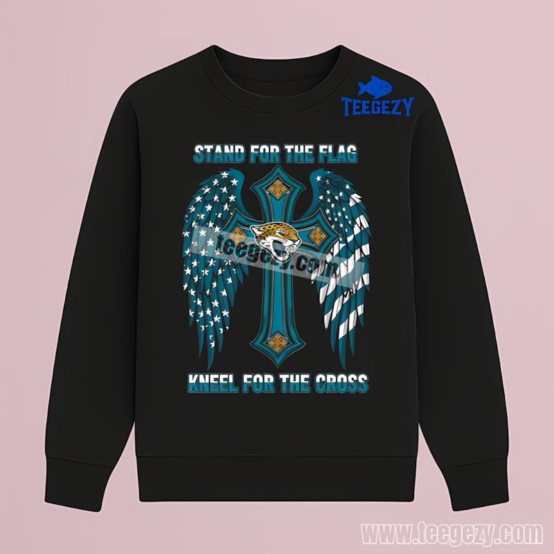 Jacksonville Jaguars Stand For The Flag Kneel For The Cross Adults Long Sleeve Jacksonville Jaguars Stand For The Flag Kneel For The Cross Adults Long Sleeve