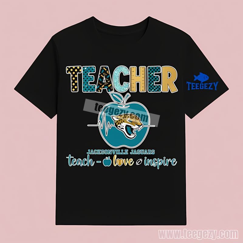 Jacksonville Jaguars Teacher Apple Teach Love Inspire Retro T-Shirt Jacksonville Jaguars Teacher Apple Teach Love Inspire Retro T-Shirt