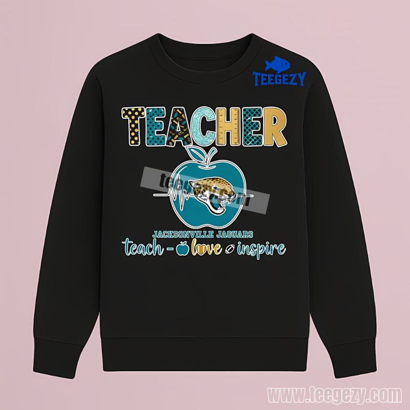 Jacksonville Jaguars Teacher Apple Teach Love Inspire Retro Long Sleeve Jacksonville Jaguars Teacher Apple Teach Love Inspire Retro Long Sleeve