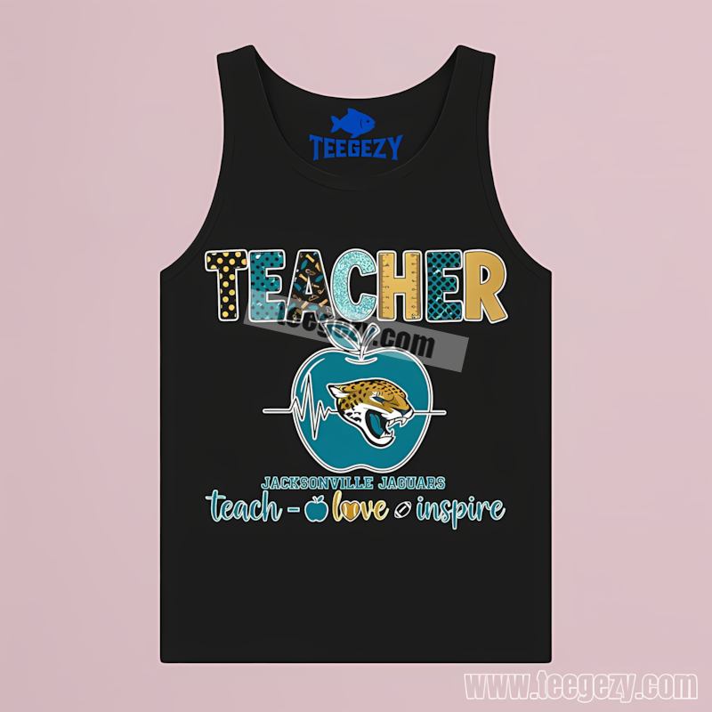 Jacksonville Jaguars Teacher Apple Teach Love Inspire Retro Tanktop Jacksonville Jaguars Teacher Apple Teach Love Inspire Retro Tanktop